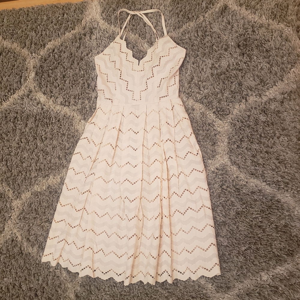 Aijek Lace Flared Crochet Midi Dress